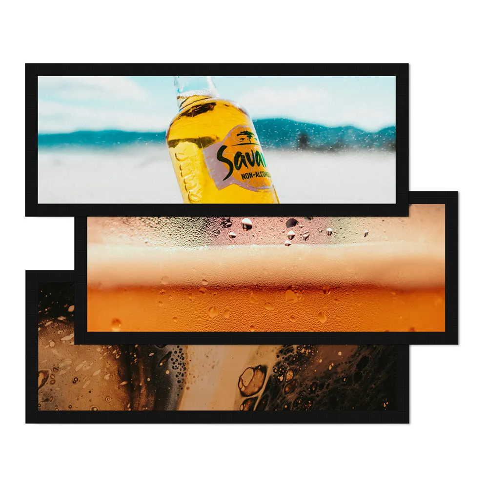 Toptan fabrika özel kişiselleştirilmiş kauçuk çubuk hasır bira içme Bar paspasları baskı kabartmalı Bar koşucu paspaslar