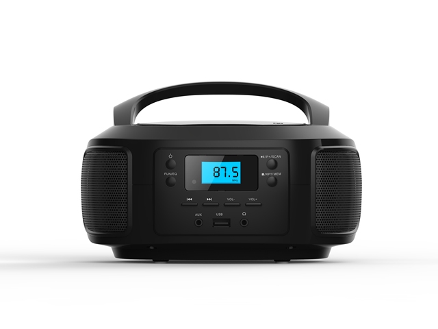 LONPOO CD Player Portable Boombox Display Radio USB 3-5W Speakers Home Audio FM AUX Input Support Headphones Playlist Mode