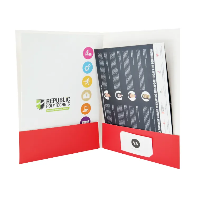 ייחודי יוקרה אישית בולט לוגו a4 קובץ נייר מצגת תיקיות עם עסקים כרטיס חריץ