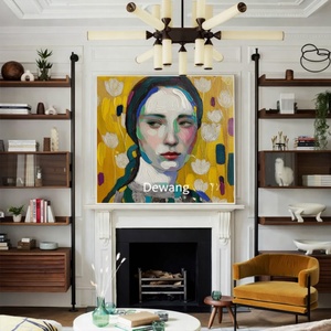Arte Mural Texturizado de Chica Moderna Minimalista, Pintura al Óleo Pintada a Mano sobre Lienzo, Pintura Decorativa Grande para Decoración del Hogar - Product Image 3