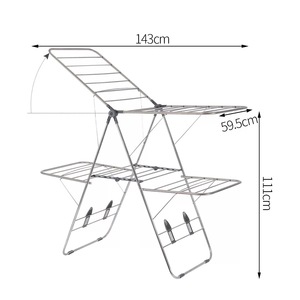 Séchoir à <span class=keywords><strong>linge</strong></span> métallique multi-usages pour intérieur et extérieur, avec ailes réglables, pliable, autoportant - Product Image 3