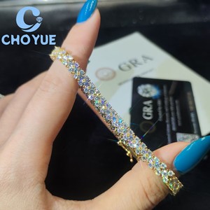 Wholesale 925 Sterling Silver Tennis Cluster Bracelet <b>Iced</b> <b>Out</b> Fine Elegant Jewelry for Women Pass Diamond Test with GRA - Product Image 5