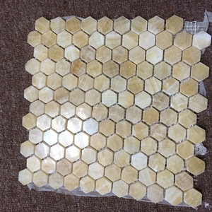 Hiện đại Vàng Vàng <span class=keywords><strong>onyx</strong></span> đá hình lục giác Gạch Mosaic 10 mét Độ dày sàn gỗ thiết kế cho Nội Thất Tường backsplash bao gồm đồ họa - Product Image 3