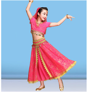 Magnifique Costume de Danse du Ventre de Princesse <span class=keywords><strong>Indienne</strong></span> <span class=keywords><strong>Bollywood</strong></span> pour Filles, Idéal pour Anniversaires, Festivals et Fêtes, en Polyester - Product Image 5