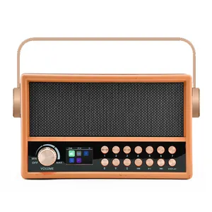 Portable X5 Vintage Retro Wood Wooden Wireless Stereo Mp3 Player Rechargeable Lcd Display Usb Dab Fm Radio Speaker With 10" Lcd