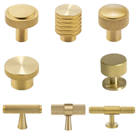 Boutons de porte d'armoires de cuisine moletés de luxe poignées de meubles en cuivre modernes boutons bouton de tiroir en laiton massif doré