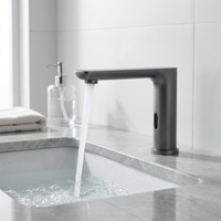 Robinet à capteur moderne sans contact, monotrou, en acier inoxydable 304 chromé gris anthracite, pour chambre à coucher, durée de vie commerciale