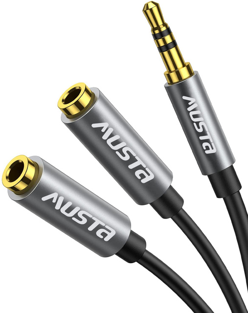 Factory High Quality 3.5mm Jack Stereo to 2 Female Aux Audio Splitter Cable More Durable Y Adapter with Mic for Headphone