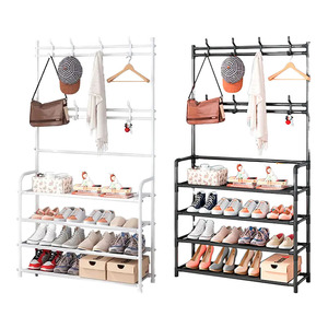 Estante de Almacenamiento <span class=keywords><strong>para</strong></span> Sombreros de 4 Niveles, Resistente y Duradero, Perchero y Zapatero Independiente con Ganchos <span class=keywords><strong>para</strong></span> Sala de Estar - Product Image 2