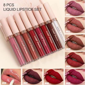 Set de brillo labial líquido mate de 8 piezas, antiadherente, de larga duración e impermeable, para maquillaje transfronterizo. - Product Image 3