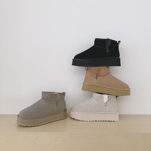 Wholesale Plus Size Solid Color Leisure Thickened Sole Low-top Warm Snow Boots for Snowy Weather