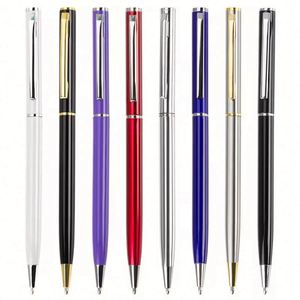 Nouvelle promotion : stylos à bille fins et bon marché, logo personnalisé, stylo à bille fin en métal avec clip doré ou argenté - Product Image 3