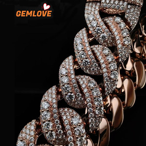 Collar de Cadena Cubana de Oro Sólido de 18K con Diamantes para Hombre, Joyería Hip Hop Brillante para Regalo y Fiestas, Marca GEMLOVE - Product Image 3