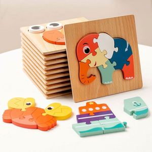 Puzzle 3D en bois naturel épaissi pour bébé, 16 styles, thèmes animaux, véhicules et circulation, puzzles à emboîter en bois pour bébé - Product Image 5