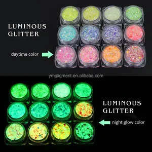 Craft Cơ Thể Nail Đảng Sử Dụng Đường Luminous Glitter Polyester Chunky Phát Sáng Trong Bóng Tối Glitters