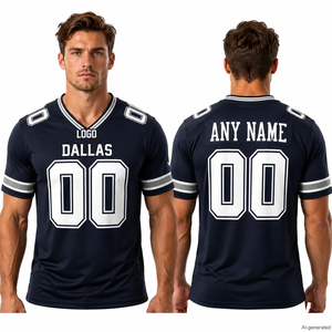 Uniforme de football américain taille 6XL avec logo personnalisé, impression par sublimation, personnalisation pour équipes et clubs - T-shirt à col en V pour homme - Product Image 5