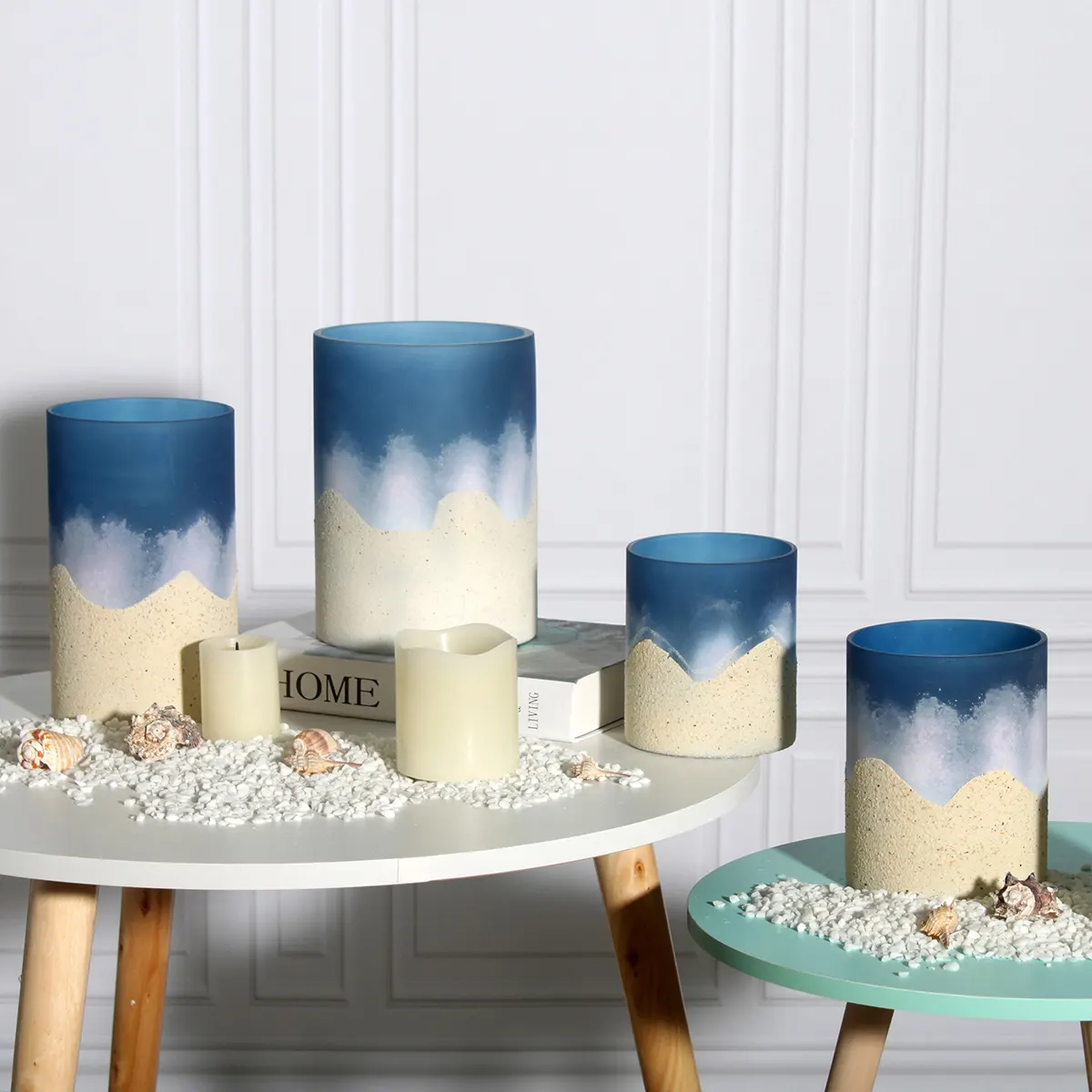 Coastal Stijl Glas Vazen Strand Thema Decor Hand Craft Glazen Vaas