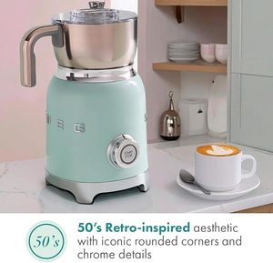 Mousseur à lait rétro style années 50 avec 2 disques, 6 programmes prédéfinis, mousseur à chaud ou à froid et chauffage par induction (noir) - Product Image 1