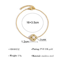 Bijoux en acier inoxydable plaqué or 18 carats avec perles et zircone cubique pour femmes, bracelet à anneaux entrelacés, vente en gros OEM