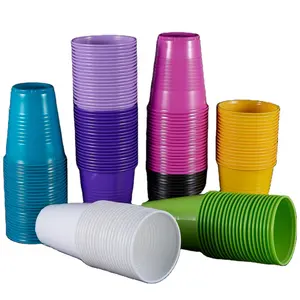 2022 도매 파티 재사용 일회용 단색 16 온스 플라스틱 beerpong 바 이우 물 컵