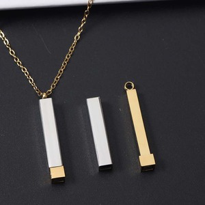 Giá Rẻ Giá Gương Đánh Bóng Thép Không Gỉ Mặt Dây Chuyền Phụ Nữ Người Đàn Ông Đồ Trang Sức Trống Kim Loại Biểu Tượng Tùy Chỉnh Tên Hidden Thanh Vòng Cổ - Product Image 5