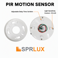 Détecteur de mouvement PIR pour plafond, détection à 360°, portée de 6 m, étanche IP44, temporisation réglable pour utilisation intérieure/extérieure