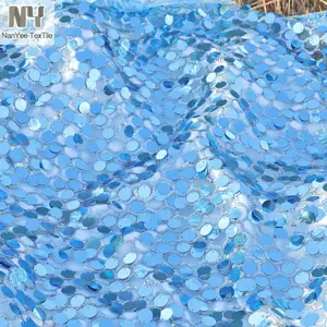 Nanyee tekstil 3 + 5 + 18mm altıgen tasarım nakış büyük nokta parlak pullar dantel kumaş