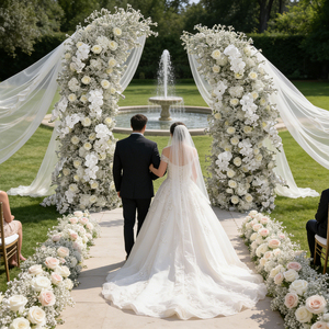 Factory wholesale luxury artificial flower arch baby's breath rose arches for wedding event backdrop decoration - Product Image 1