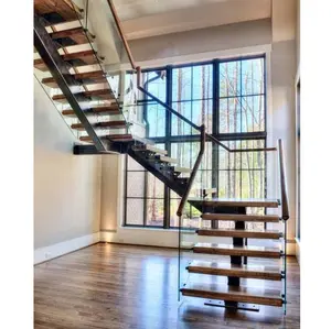 अमेरिकी/कनाडा/ऑस्ट्रेलिया मानक के साथ सीढ़ी आधुनिक आंतरिक सीढ़ी लकड़ी चरणों