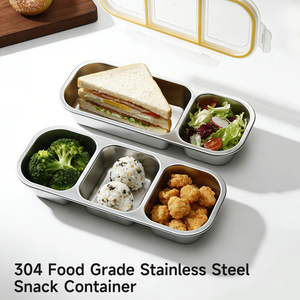 Boîte à lunch bento en acier inoxydable sans BPA, hermétique, compatible micro-ondes et lave-vaisselle, pour la préparation des repas, 2 compartiments - Product Image 1