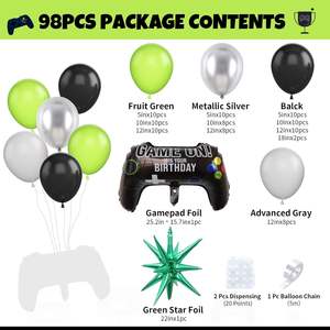 Arche de ballons de jeux <span class=keywords><strong>vidéo</strong></span> Ballons en latex vert noir Star Gamepad Foil Balloon Helium for Boys Men - Product Image 3