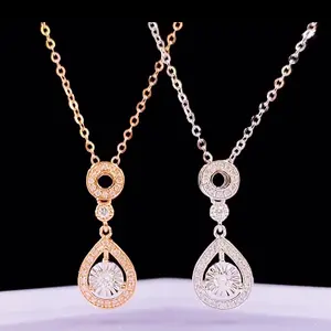 NINE'S Schmuck Anhänger Custom Halskette Kette Roségold Elegant mit natürlichen Diamant Frauen 18 Karat solide Party Halsketten Trendy