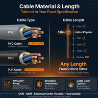 كابل Fieldbus نحاسي مغلف بقطر 7/8 بوصة M12، مجموعة أسلاك مخصصة بـ 3-5 دبابيس لـ DeviceNet وCANopen للآلات الإلكترونية |