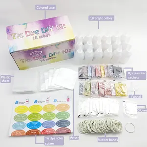 Set Rias Kain Permanen 18 Warna, Perlengkapan Seni Ikat Celup Pesta DIY Ikat Celup untuk Anak-anak