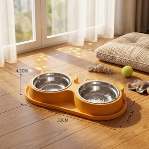 Ciotole Doppie Antiscivolo in Acciaio Inox per <span class=keywords><strong>Animali</strong></span> <span class=keywords><strong>Domestici</strong></span>, Resistenti Contenitori per Cibo e Acqua per Cani, per l'Alimentazione Quotidiana - Product Image 6