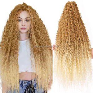 Venta al por mayor suave esponjoso 28 pulgadas Ombre sintético Afro rizado ganchillo trenza pelo brasileño rizos onda trenzado pelo para mujeres - Product Image 2