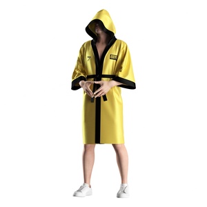 Robe de boxe et de sports de combat jaune, élégante et brillante, unisexe, pour entrée sur le ring - Product Image 3