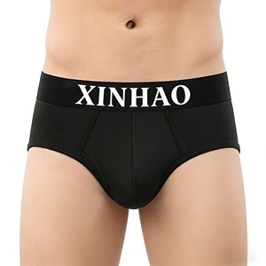 Fashionable Elastic Waistband Slim Thong Casual Stretchy High Hip Underwear Soft Modal <strong>Printed</strong> Logo Sexy <strong>Men's</strong> Boxer <strong>Briefs</strong> - Product Image 1