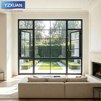 Ventana de Aluminio Estilo Retro Old Money, Ventana Abatible con Rejilla Negra, Ventana Personalizada de Piso a Techo para Sala de Estar
