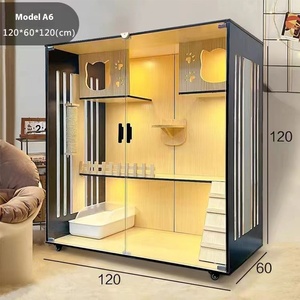 Villa pour chat en bois durable à deux ou trois étages, style dessin animé, armoire pour animaux <span class=keywords><strong>de</strong></span> compagnie, nid, château pour amis à fourrure, pour <span class=keywords><strong>le</strong></span> salon - Product Image 3