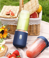 Draagbare blender, 400 ml USB-oplaadbare fruit- en groentepersbeker met 6 messen en reisdeksel, blender voor reizen, sportschool, keuken
