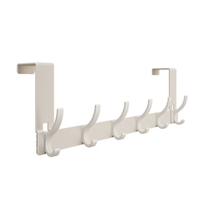 ตะขอแขวนประตู สีครีม 7 ตะขอ วัสดุ PP พลาสติก ไม่ต้องเจาะ ติดตั้งง่าย ใช้จัดเก็บเสื้อผ้า หมวก ในห้องนอน - Product Image 5