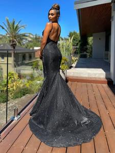 Kat uzunluk İnce Backless balo Sequins abiye kıyafeti Strappy yastıklı streç düğün parti elbise gece elbisesi - Product Image 2