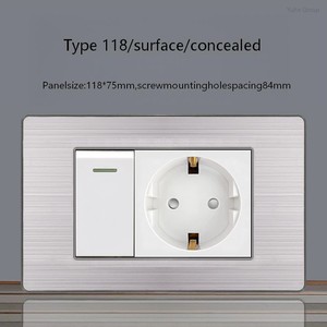 Module fonctionnel de panneau 4*2 4*4 avec interrupteur de prise standard UE allemande, charge rapide USB Type C, clé DIY, gris brossé - Product Image 3