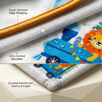 Serviette de plage à capuche pour enfants antimicrobienne à séchage rapide en microfibre, motif dessin animé, logo personnalisé, certifiée GRS ISO, fabricant OEM
