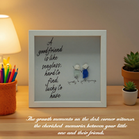 Cadre Boîte à Souvenirs d'Amitié pour Enfants, Art en Galets Blancs et Verre de Mer, Citation, Cadeau d'Anniversaire Meilleur Ami