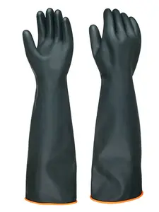 35cm Long Black Acid Proof NORTH TOWER BRAND Industrial Rubber Gloves