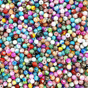 Perles de verre rondes colorées à trou traversant en vrac pour la fabrication de bijoux et d'objets artisanaux DIY, style lampwork en cristal - Product Image 2