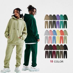 Logotipo personalizado 350 gramos algodón Sudadera con capucha pantalones de chándal 2 piezas conjunto al por mayor francés polar de gran tamaño peso pesado sudaderas con capucha para hombre - Product Image 1