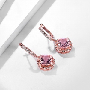 Chapado en oro rosa joyería de plata 925 puro de forma de flor inglés cerradura <span class=keywords><strong>pendientes</strong></span> - Product Image 3